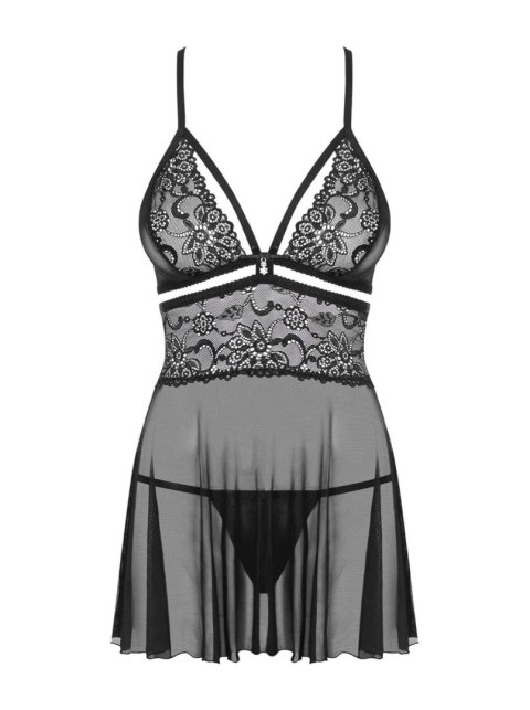 Babydoll koronkowy z stringami Obsessive czarne S/M