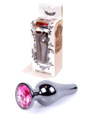Biżuteria analna stal nierdzewna z różowym diamencikiem HeavyFun 9,5 cm