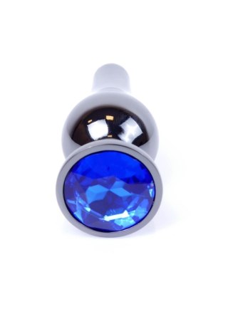 Biżuteria analna stalowa z diamentem HeavyFun srebrna niebieska 9.5 cm