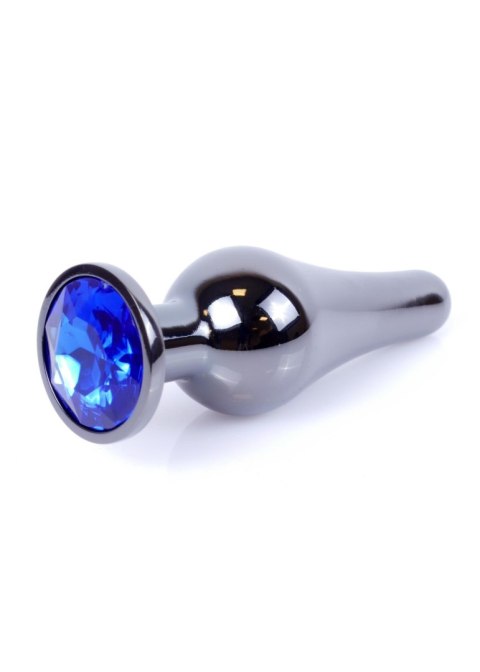 Biżuteria analna stalowa z diamentem HeavyFun srebrna niebieska 9.5 cm