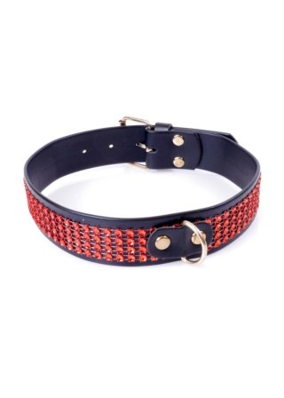 Obroża z kryształkami Fetish B Series czerwona 3 cm