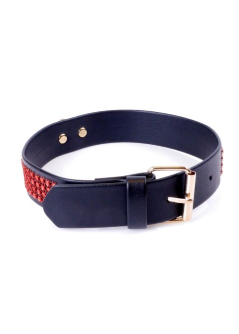 Obroża z kryształkami Fetish B Series czerwona 3 cm