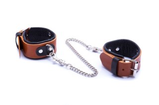 Kajdanki skórzane damskie Whips Collection koniakowe regulowane