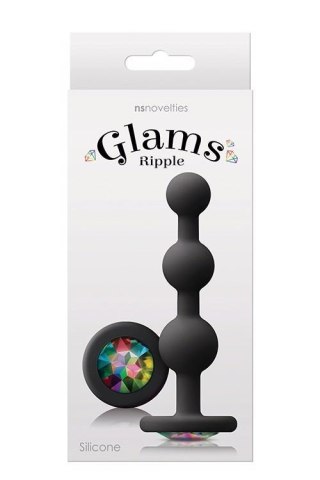 Korek analny silikonowy Glams Ripple Rainbow Gem czarny