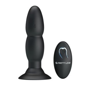 Wibrujący korek analny Pretty Love koralikowy czarny 13,5 cm USB