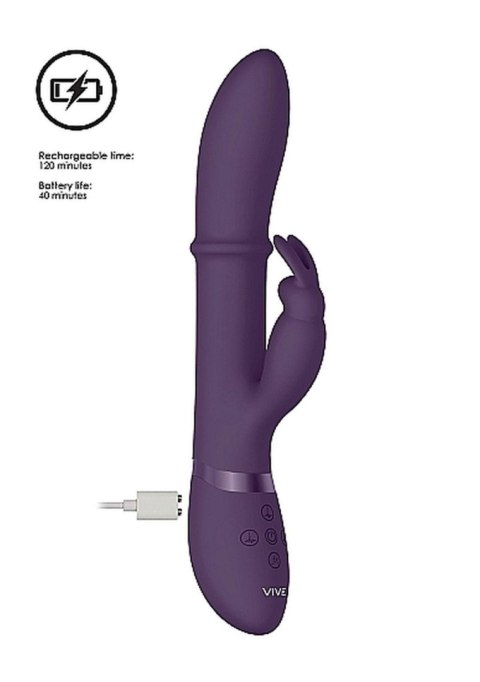 Wibrator króliczek Halo z ruchomym pierścieniem Vive fioletowy 14 cm