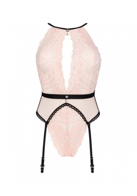 Body z pasem do pończoch Obsessive Lilines różowe S/M