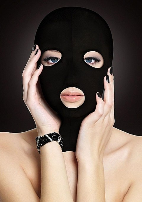 Błyszcząca czarna maska BDSM Ouch Subversion