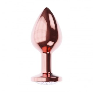 Korek analny metalowy Diamond Shine L różowe złoto 8,3 cm