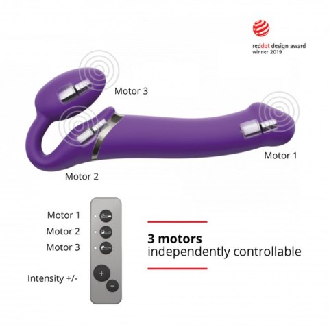 Wibrujący strap-on Strap-on-me L fioletowy USB silikonowy