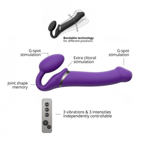 Wibrujący strap-on Strap-on-me L fioletowy USB silikonowy