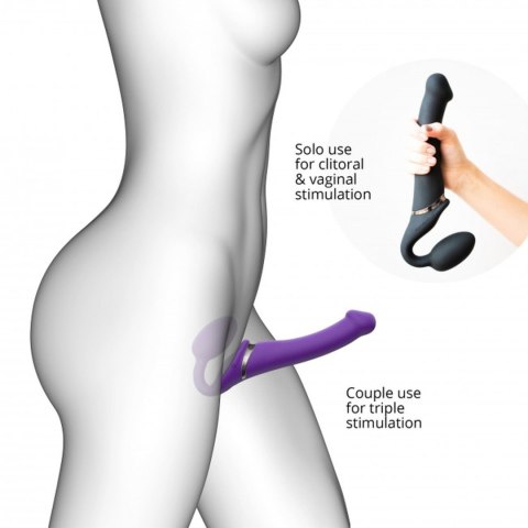 Wibrujący strap-on Strap-on-me L fioletowy USB silikonowy