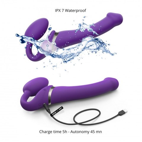 Wibrujący strap-on Strap-on-me L fioletowy USB silikonowy