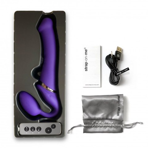 Wibrujący strap-on Strap-on-me L fioletowy USB silikonowy