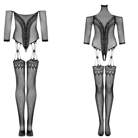 Bodystocking Obsessive G333 czarny z pończochami S/M/L