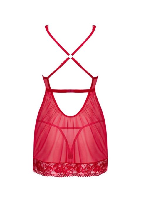 Czerwony koronkowy babydoll i stringi Lacelove Obsessive M/L
