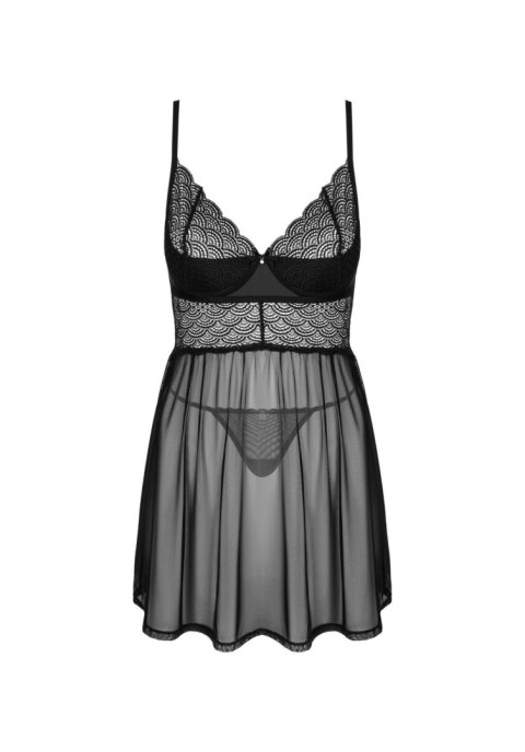 Babydoll i stringi Obsessive Chemeris czarny XS/S