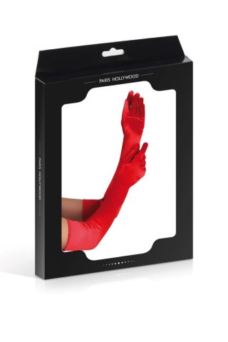 Długie satynowe rękawiczki Paris Hollywood czerwone 54 cm
