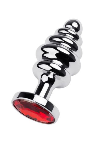Korek analny Metal by TOYFA srebrny z czerwonym kryształkiem 9,5 cm