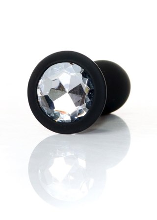 Korek analny silikonowy transparentny z diamentem L 10.5 cm
