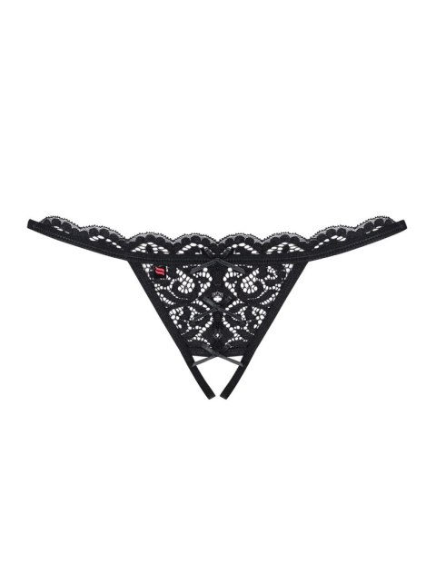Koronkowe stringi otwarte Obsessive z kokardkami S/M