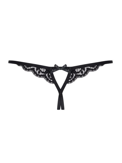 Koronkowe stringi otwarte Obsessive z kokardkami S/M