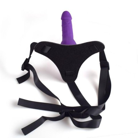 Regulowany strap on z realistycznym dildo Toyz4lovers fioletowy 14 cm