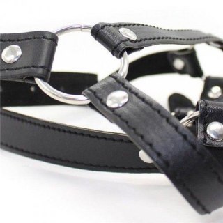 Uprząż na głowę z pierścieniowym kneblem Toyz4lovers skóra stal