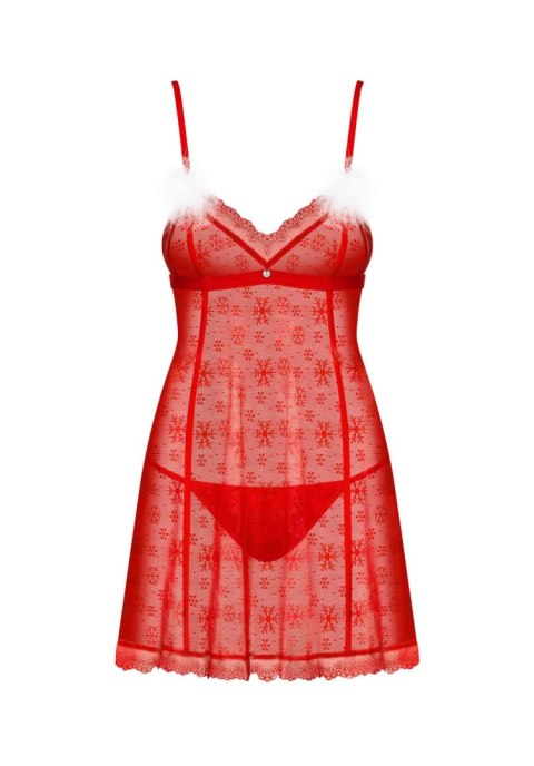 Komplet babydoll Claussica czerwony Mikołajki Obsessive XL/2XL