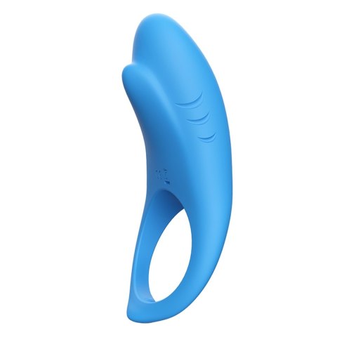 Pierścień erekcyjny wibrujący Shark niebieski z pilotem USB