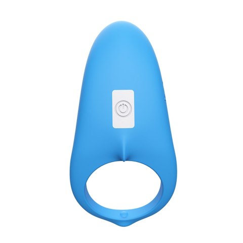 Pierścień erekcyjny wibrujący Shark niebieski z pilotem USB