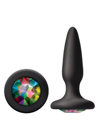 Korek analny silikonowy Glams Mini z tęczowym klejnotem NS Novelties 8.5 cm