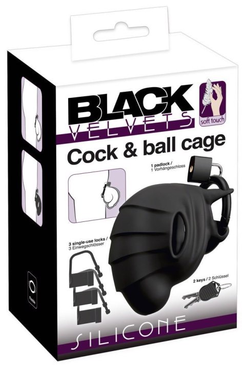 Klatka na penisa i jądra silikonowa Black Velvets 10 cm