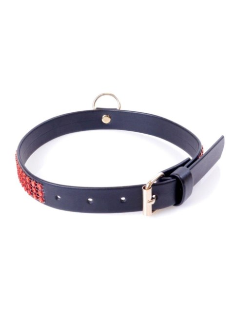Obroża z kryształkami Fetish B Series czerwona 2 cm