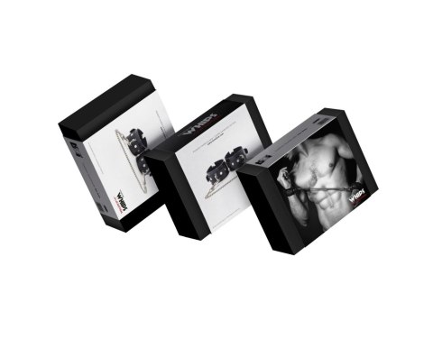 Kajdanki męskie Whips Collection skórzane 4 cm 25 cm łańcuch