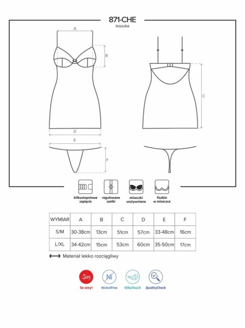 Koszulka i stringi Obsessive 871 śmietankowa L/XL