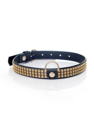 Obroża z kryształkami Fetish B Series złota 2 cm