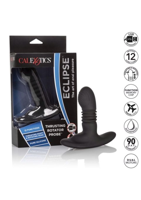 Wibrujący plug analny Eclipse Calexotics czarny 9.5 cm
